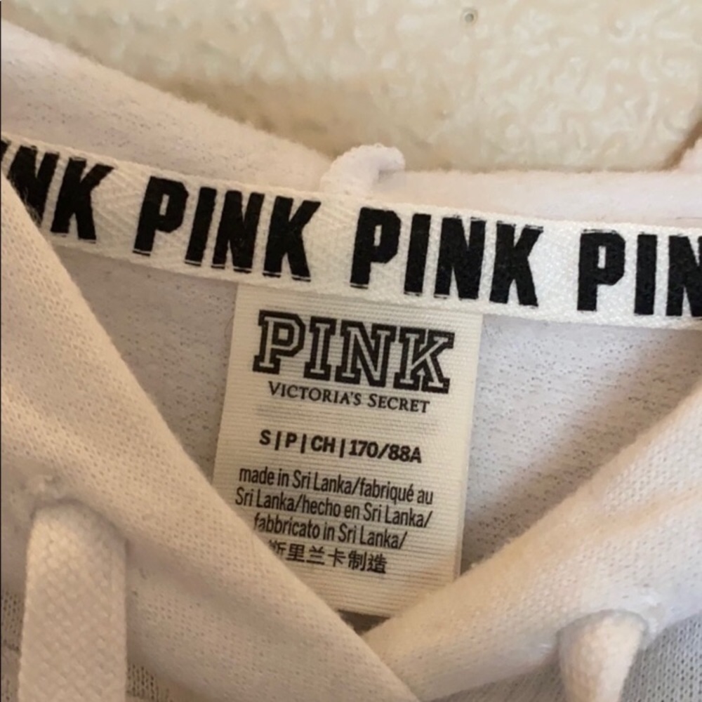 NWOT White Cropped Pullover Pink VS - Picture 6 of 6